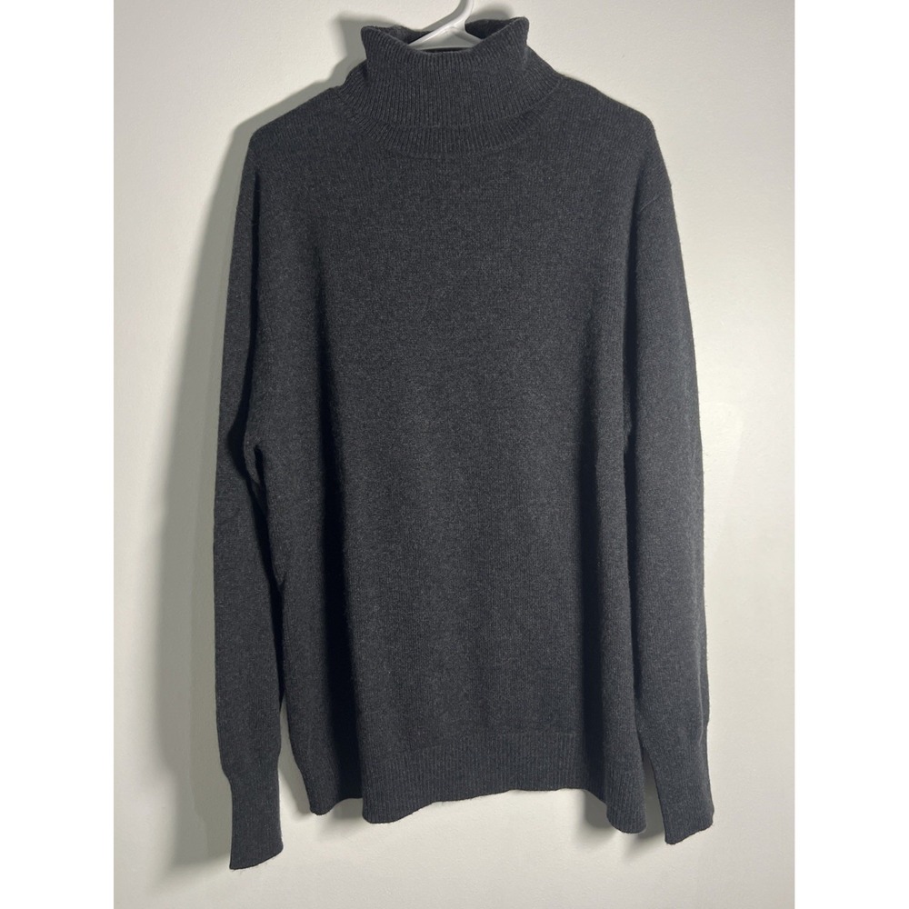 Shephe Men's Turtleneck Sweater 100% Cashmere, Dark Gray, Classic Fit, Size XXL